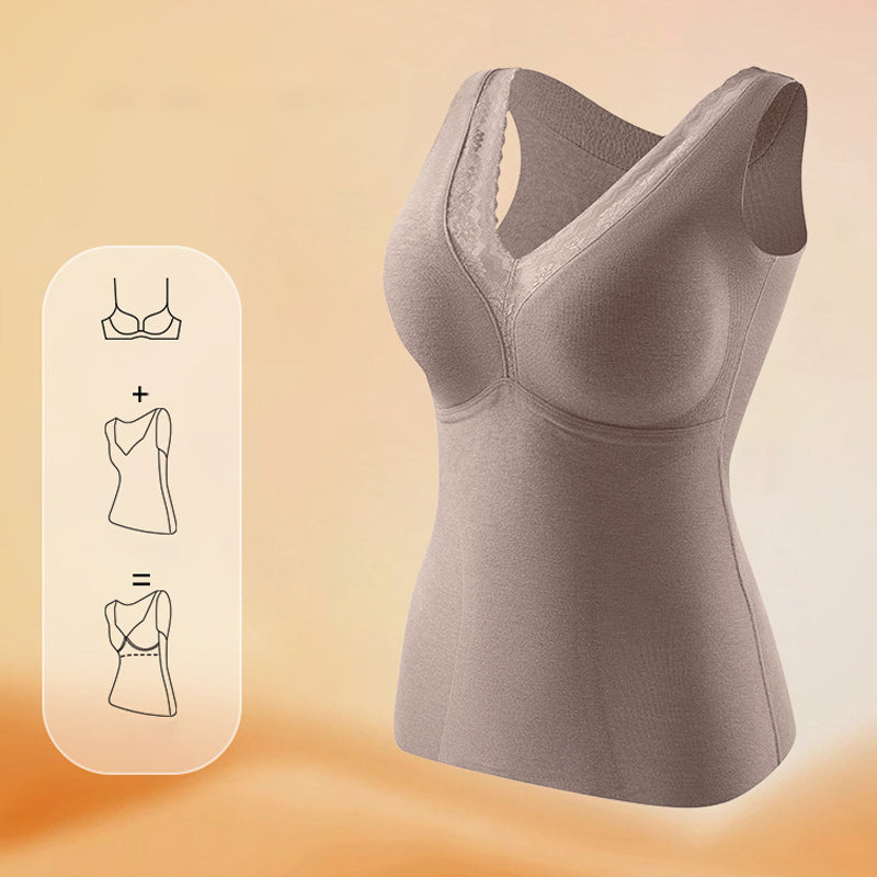 Women's Seamless Thermal Vest with Built-in Bra