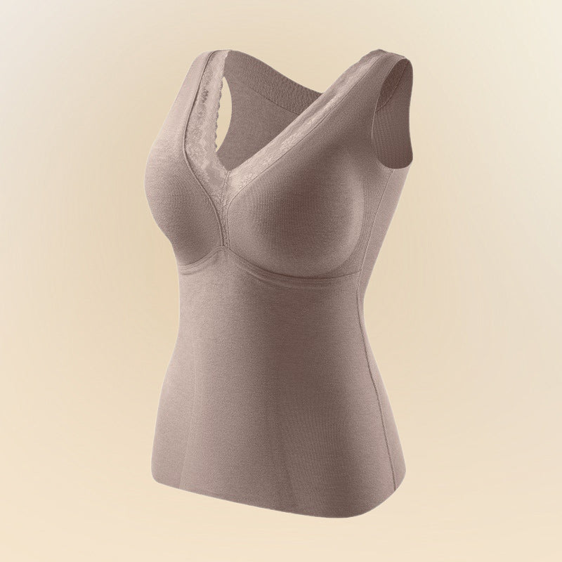 Women's Seamless Thermal Vest with Built-in Bra