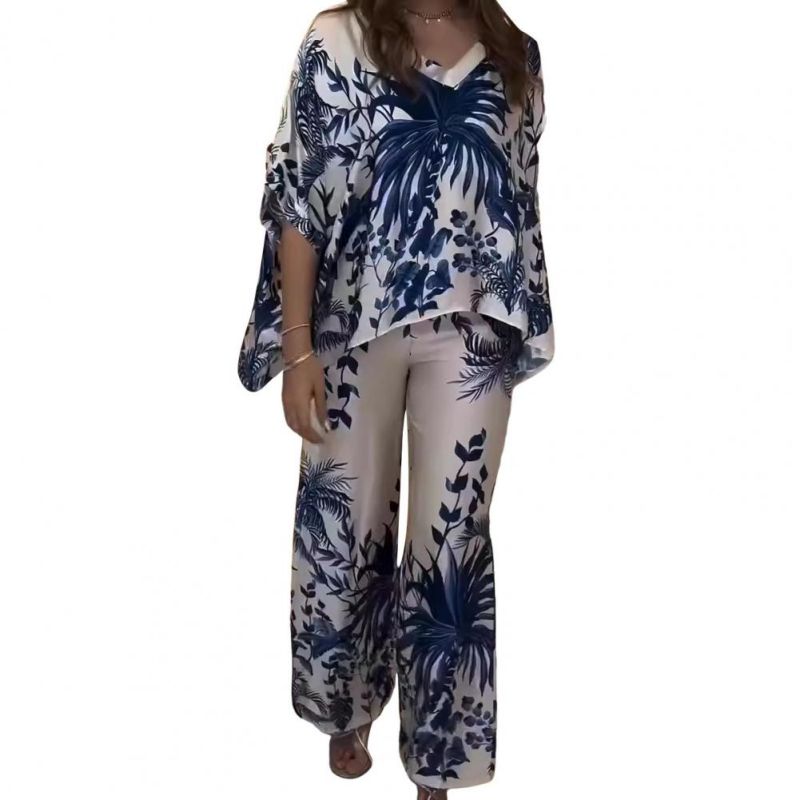 Women's Casual Botanical Print 2-Piece Set