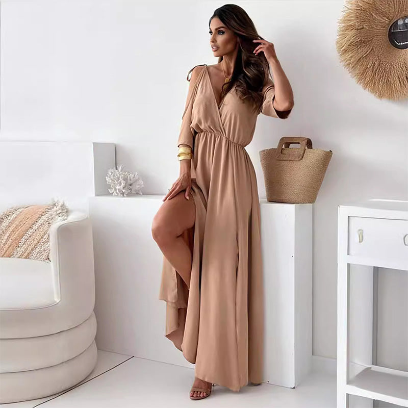 💖Limited Sale 49% OFF💖Women’s Elegant Sexy V Neck Side Slit Dress