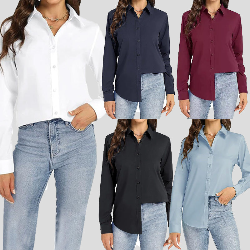 Loose Mid-Length Lapel Casual Long-Sleeved Shirt