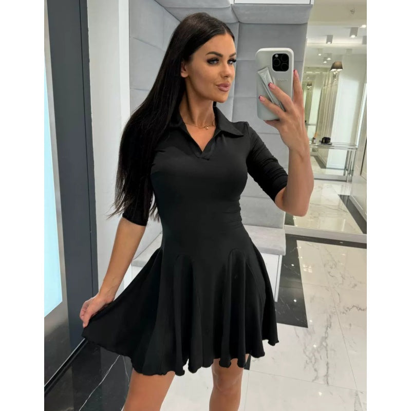 Women's Flare Hem Long Sleeve A Line Dresses