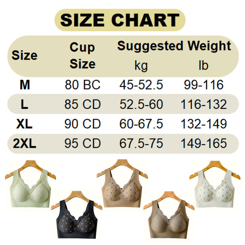 3D Lace Bra with Fixed Padding for Middle-Aged Women