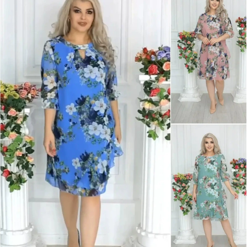 🔥Last Day Sale 49%💝Women's Floral Print Knee-Length Dress