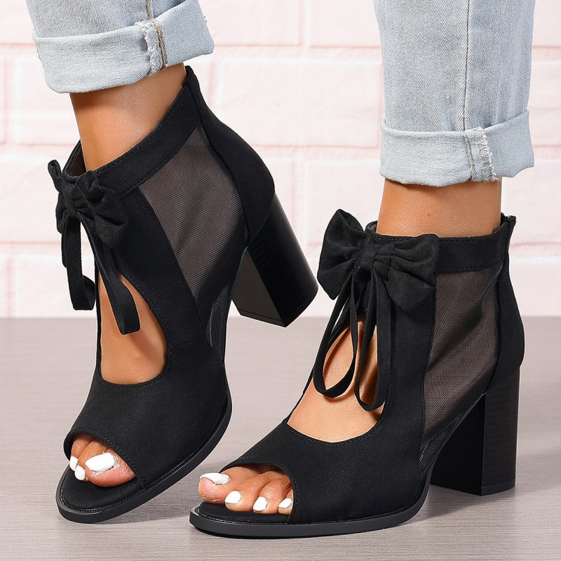 Women’s Bow Open-Toe Chunky Heel Sandals