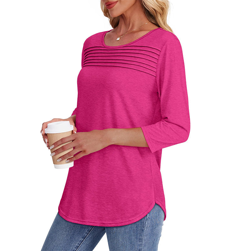 🌸Spring Specials🌸Women’s Pleated Detail 3/4 Sleeve Casual T-Shirt