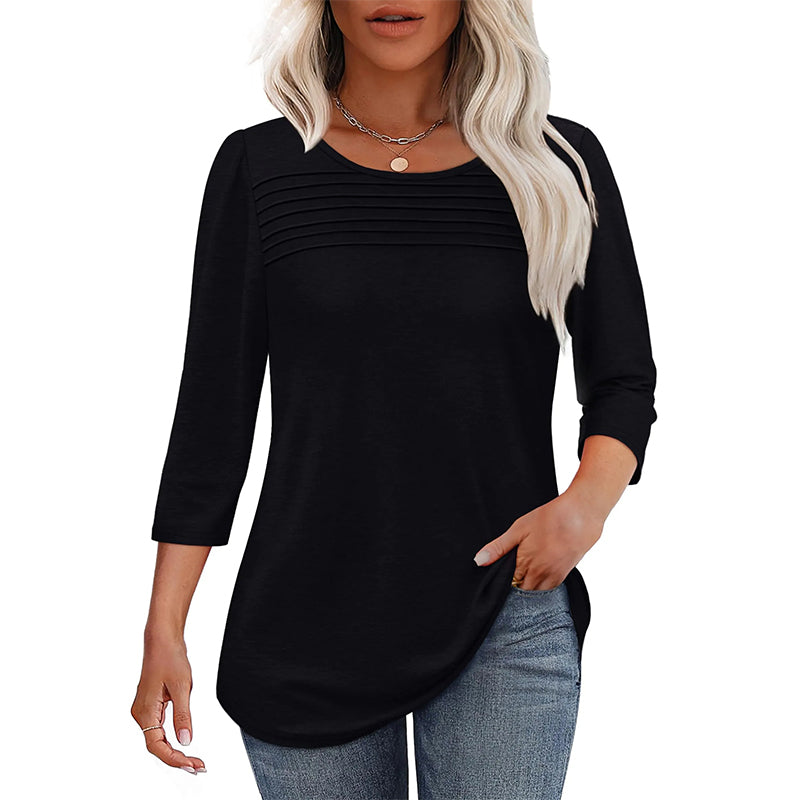 🌸Spring Specials🌸Women’s Pleated Detail 3/4 Sleeve Casual T-Shirt