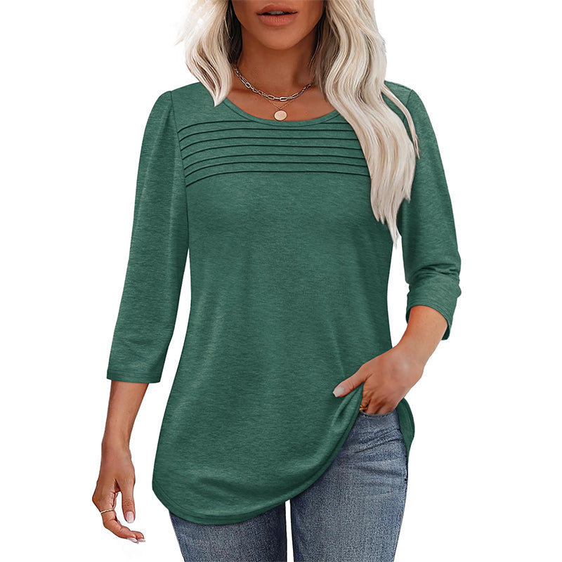 🌸Spring Specials🌸Women’s Pleated Detail 3/4 Sleeve Casual T-Shirt