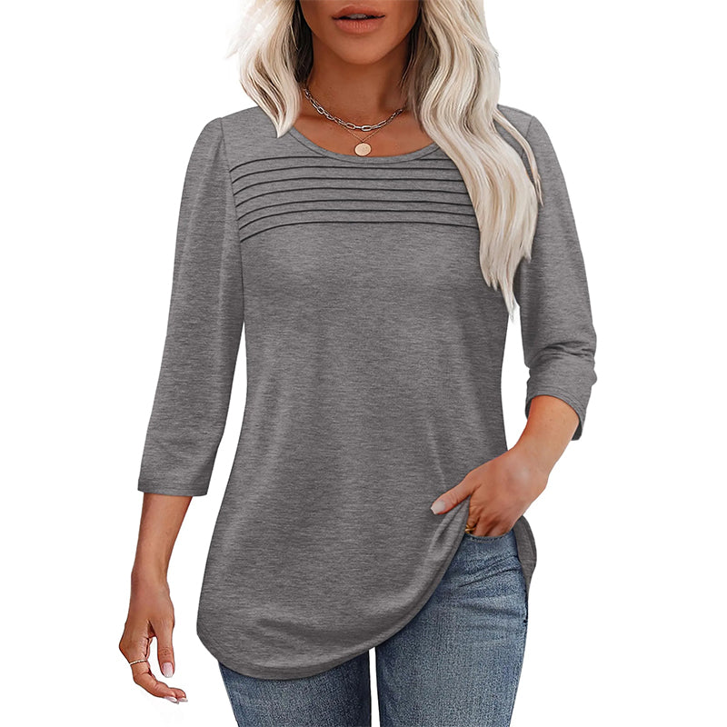 🌸Spring Specials🌸Women’s Pleated Detail 3/4 Sleeve Casual T-Shirt