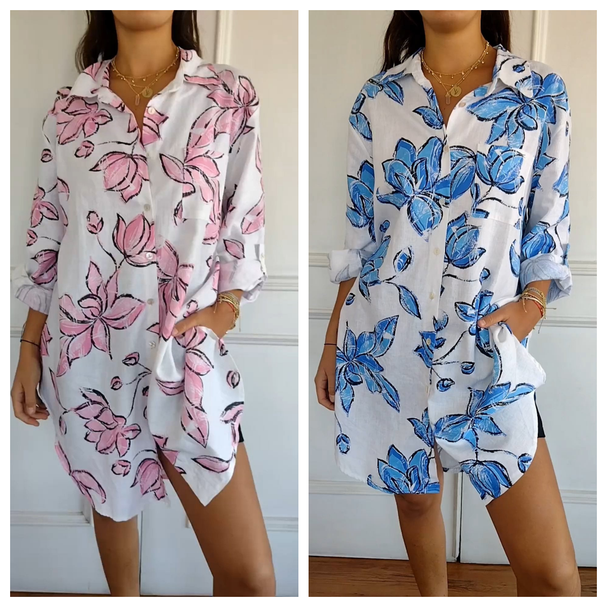 Women's Summer Printed Shirt Dress