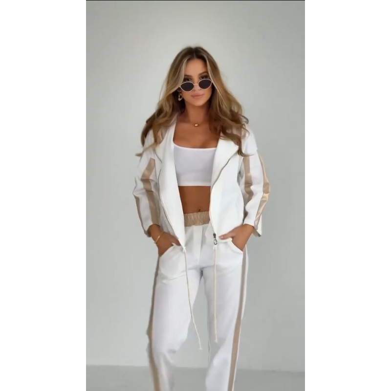 💞Spring New Arrival💞Women's Striped Hooded Drawstring Casual Suit