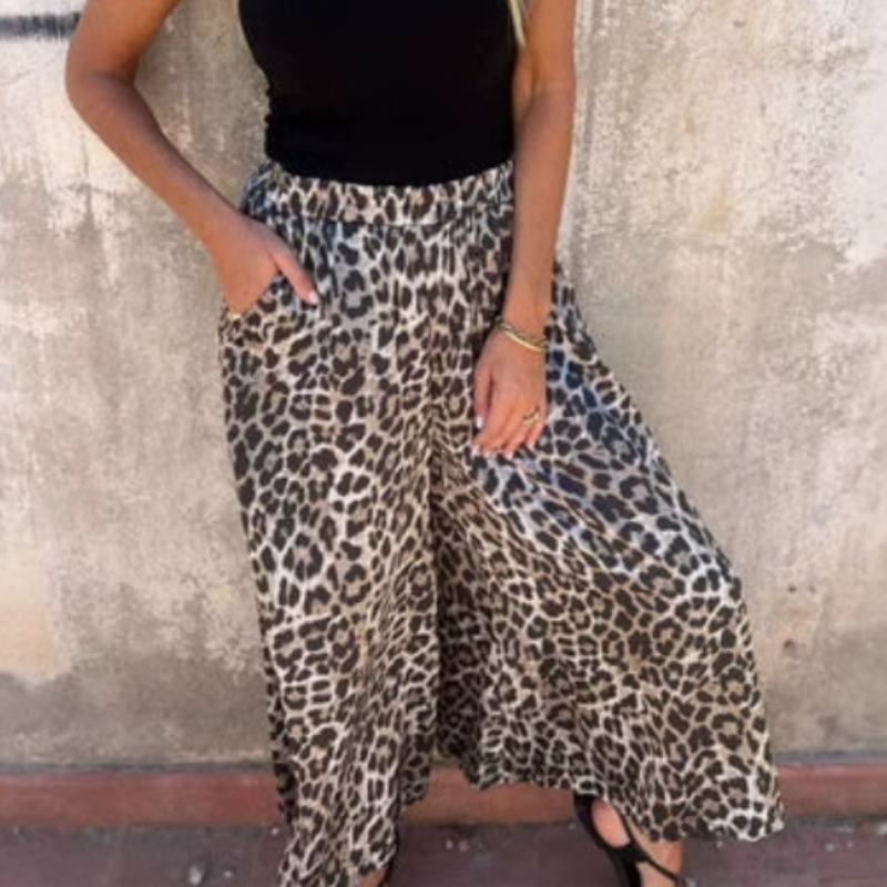 Women's Leopard Print Loose Casual Wide Leg Pants