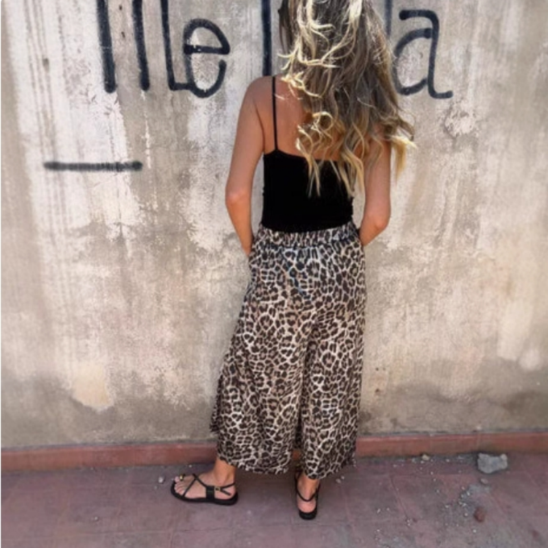 Women's Leopard Print Loose Casual Wide Leg Pants