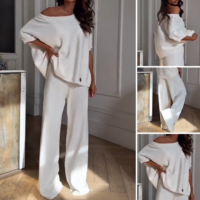 Women’s Casual One Shoulder Top & Pants Two-Piece Set