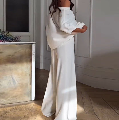 Women’s Casual One Shoulder Top & Pants Two-Piece Set
