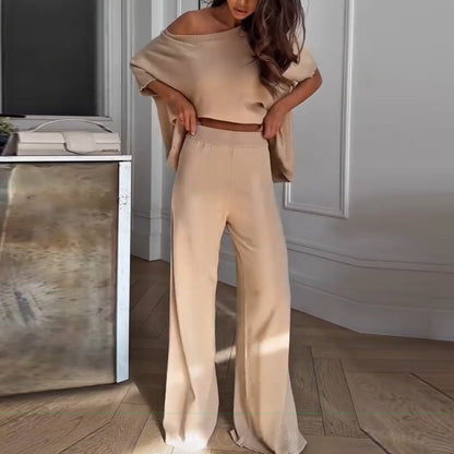 Women’s Casual One Shoulder Top & Pants Two-Piece Set