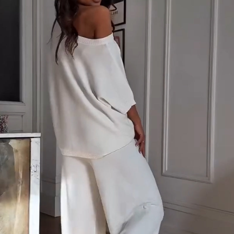 Women’s Casual One Shoulder Top & Pants Two-Piece Set