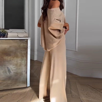 Women’s Casual One Shoulder Top & Pants Two-Piece Set