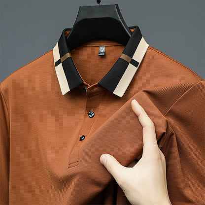 Men's Stretch Ice Silk Short Sleeve Lapel Polo Shirt
