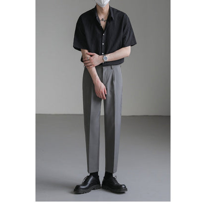 Men's Casual Button Down Textured Shirt