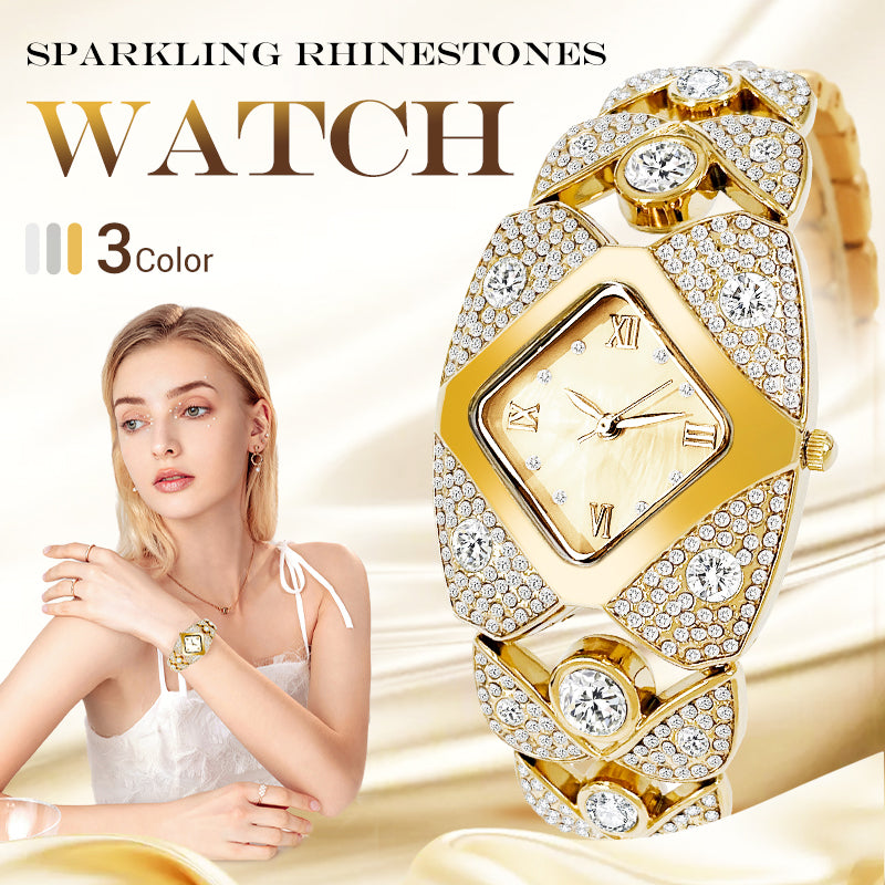 🔥50% de desconto ⌚Relógio de quartzo vintage feminino com strass cintilante💎