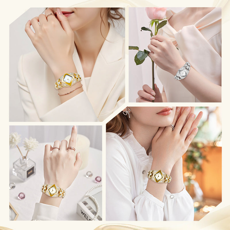 🔥50% de desconto ⌚Relógio de quartzo vintage feminino com strass cintilante💎